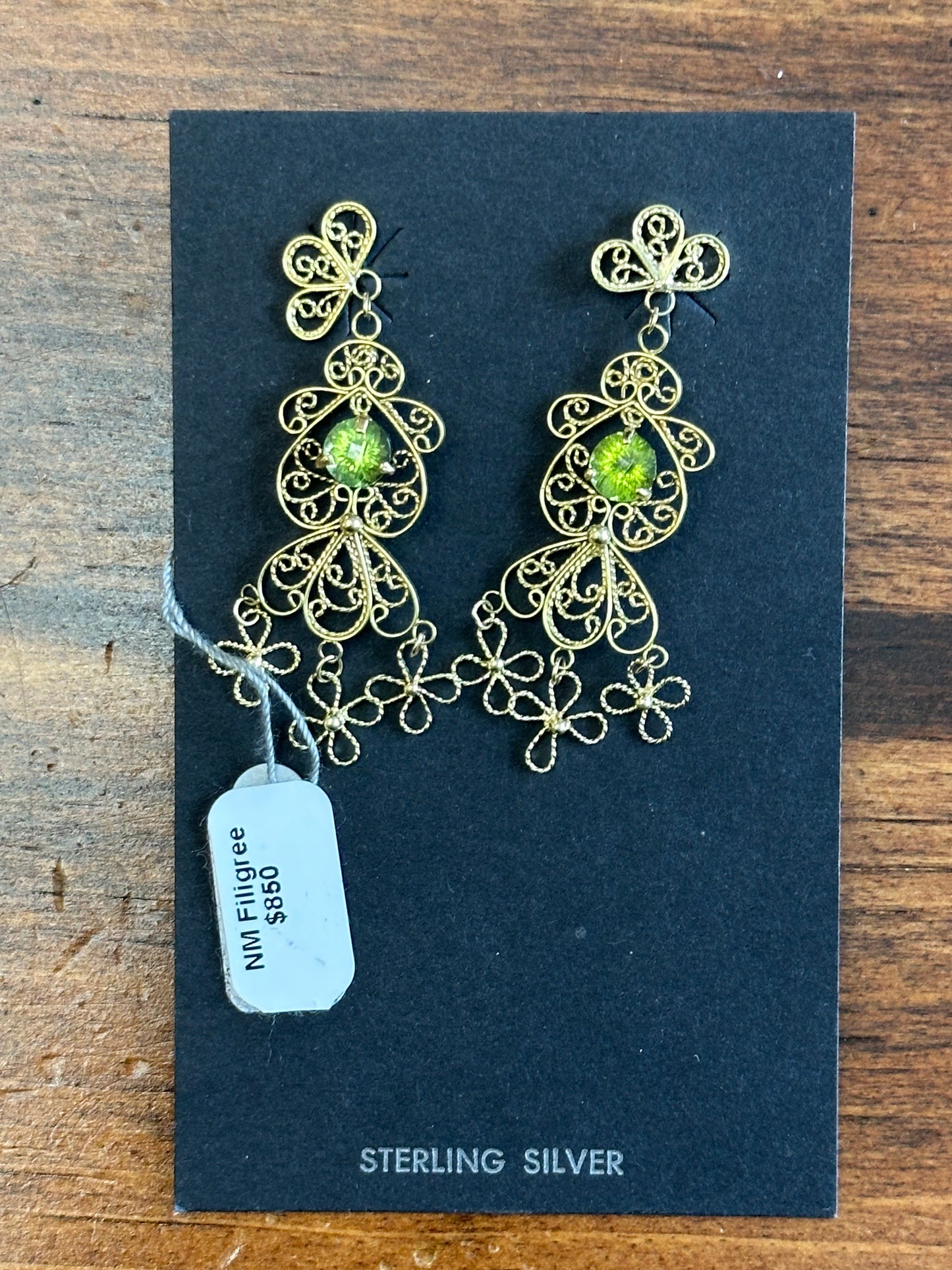 Peridot 18K Gold Filigree Earrings