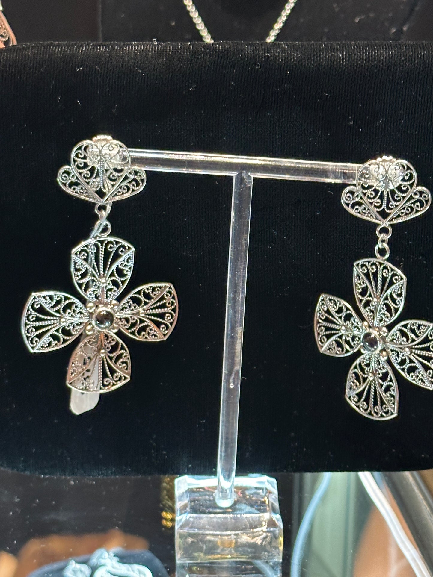 Sterling Silver Earrings w/ Diopside